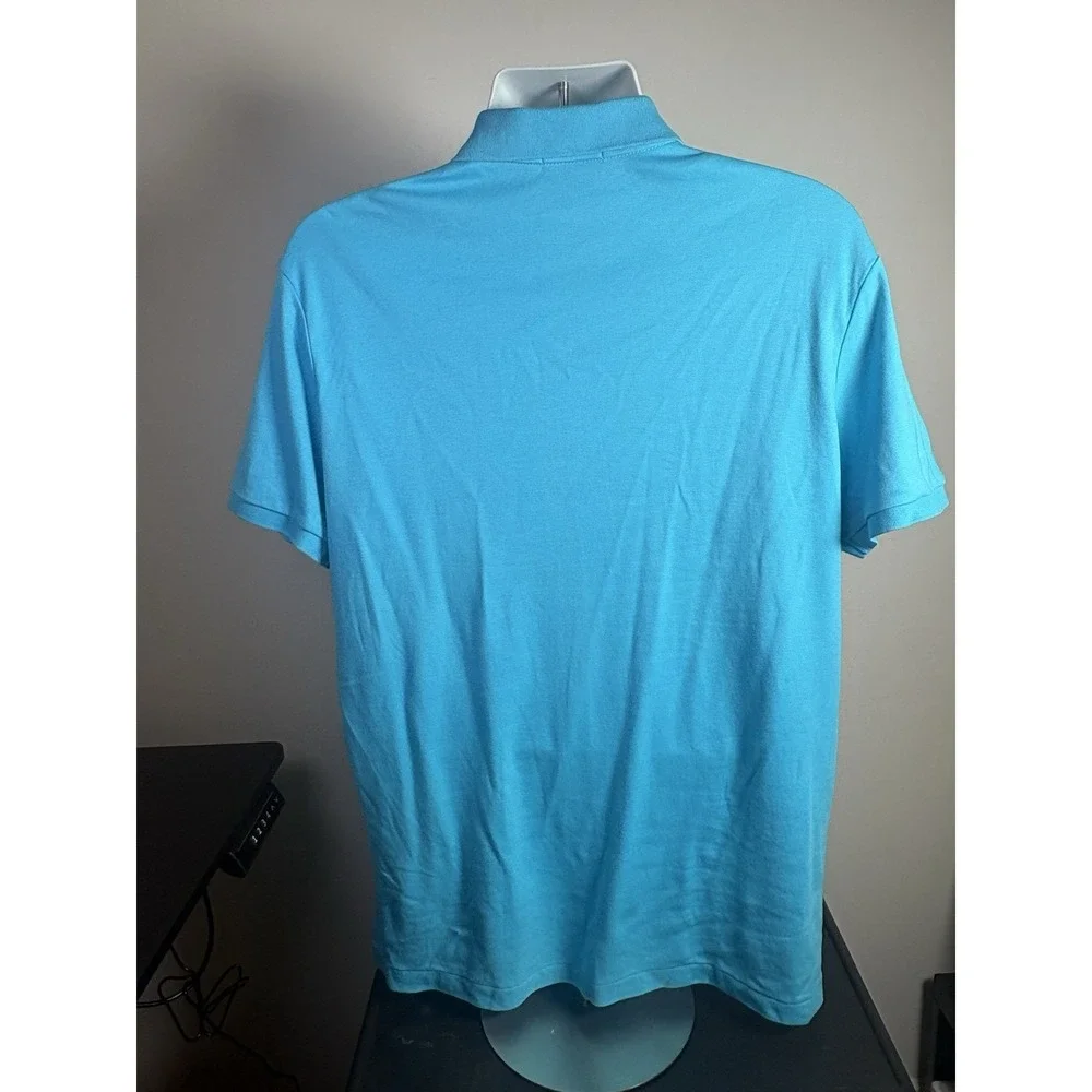 Polo Ralph Lauren Men XL‎ Blue Short Sleeve Pique Polo Shirt Purple Pony Logo